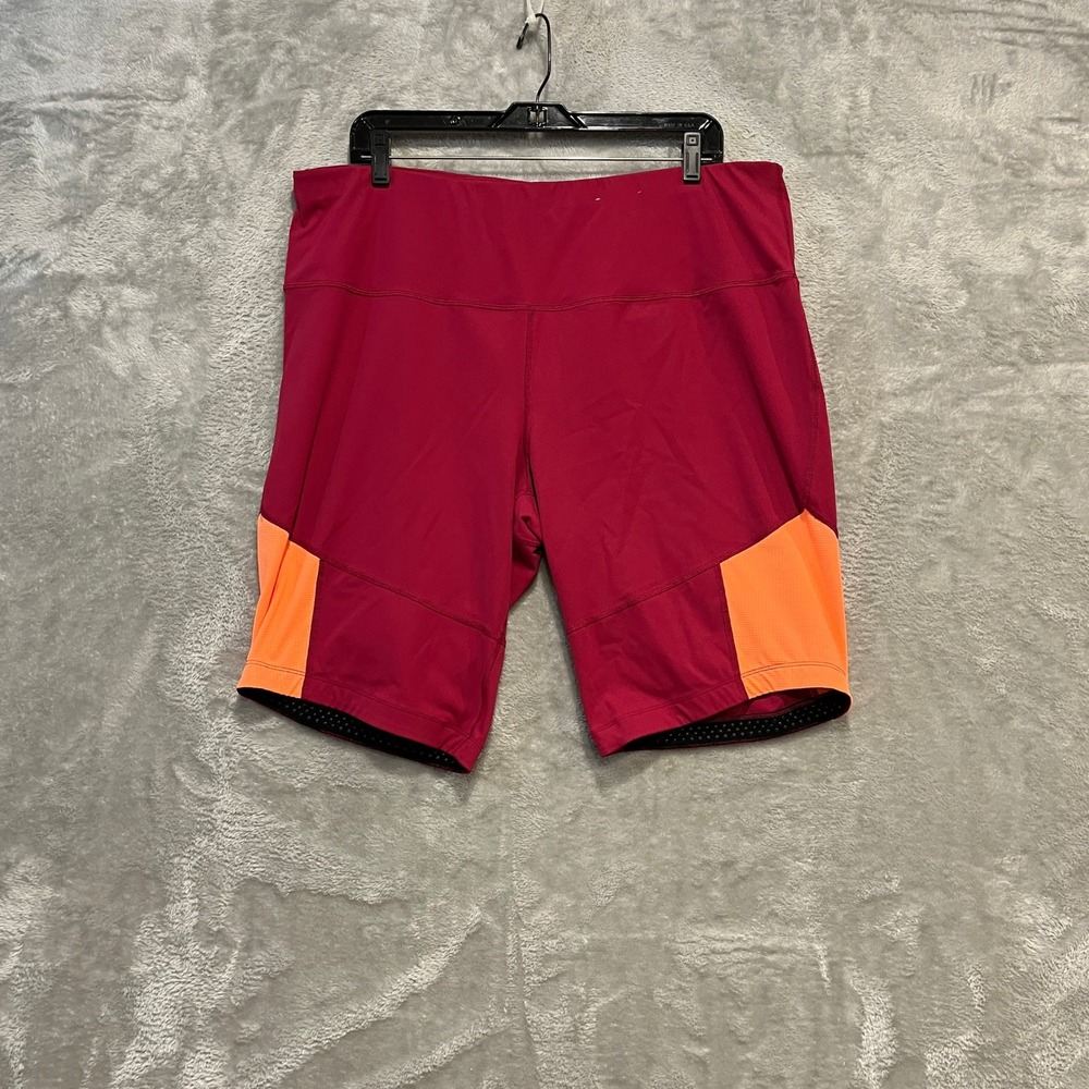Xersion Bike Shorts Women 2X Pink Orange Quick-Dri Colorblock Athletic